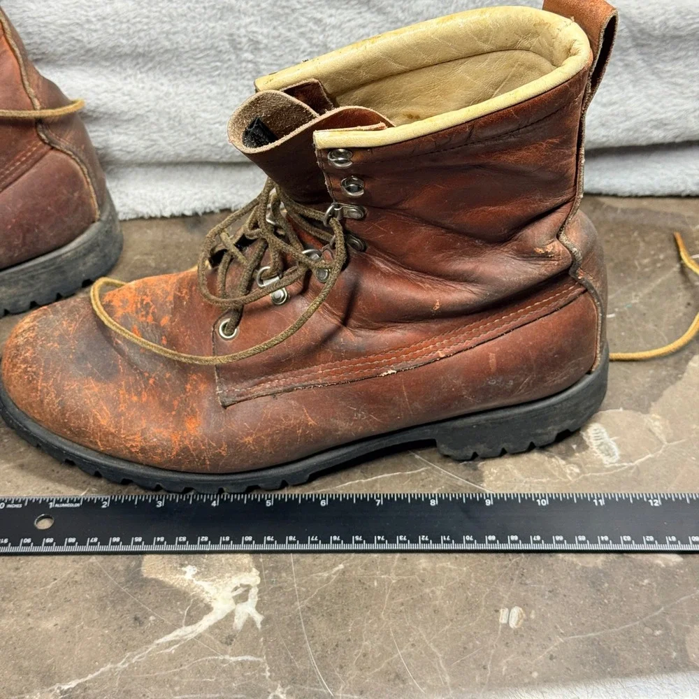 Vintage 70's Red Wing Irish Setter Boots Mens Brown Leather Vintage Vibram Sole